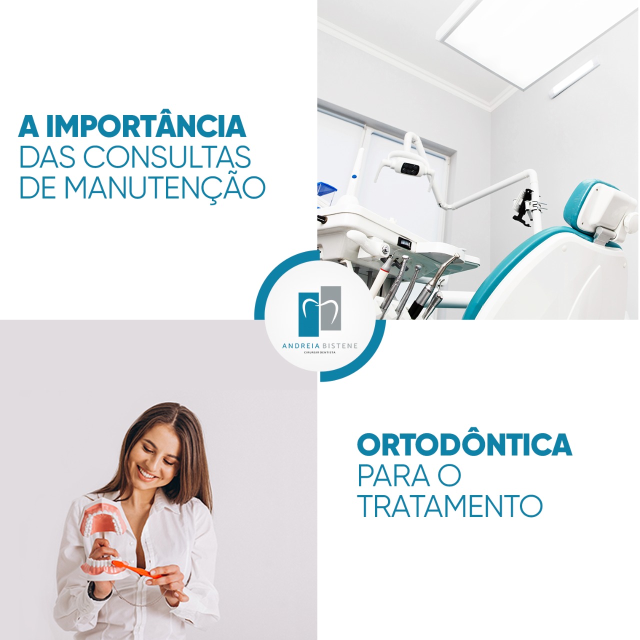 A IMPORTÂNCIA DAS CONSULTAS DE MANUTENÇÃO ORTODÔNTICA PARA O TRATAMENTO É importante saber como funciona um tratamento ortodôntico seguro. Forças bem leves e gradativas durante todo o ciclo precisam ser aplicadas. Isso é essencial para ter uma movimentação dentária sem riscos de danos aos dentes. “É fundamental a presença do paciente nas consultas de manutenção”. Este é o momento certo para trocar os arcos ortodônticos, substituir as ligaduras elásticas ou uso de molas e elásticos. A falta nas manutenções pode acarretar em: • Atraso do tratamento uma vez que a força deixará de ser aplicada; • Perda da força dos elásticos e degradação dos mesmos; • Acúmulo de placa bacteriana; • Aumento do risco a cáries; • Risco de periodontite. Não deixe de vir a sua consulta, ela é importante para a sua saúde bucal e evolução do tratamento. Atenciosamente Drª Andreia Pinheiro Bistene e equipe.